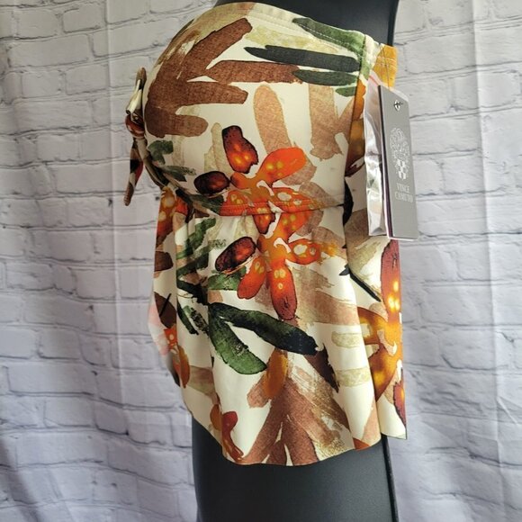 Vince Camuto Women's Floral Tie Front Bandini Swim Top - Picture 3 of 4